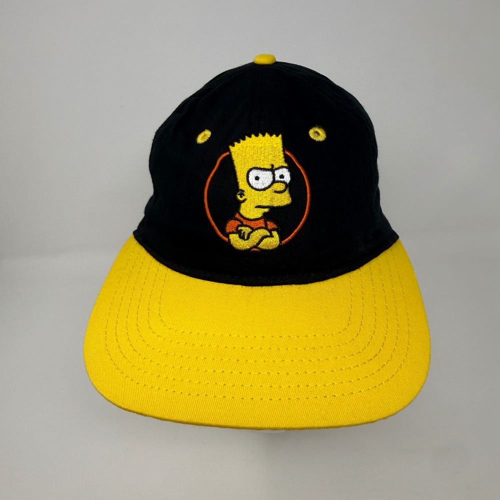 The Simpsons Bart Simpson Snapback Hat Mad Engine Black Yellow Flat Brim Cap